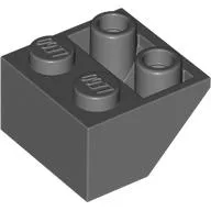 Brick Sloped Inverted 45° 2 x 2 [Round Hollow Bottom Pin, Bar-sized Stud Holes] / Dark Bluish Gray