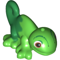 Lego Animal, Chameleon with Black Eyes Print Marbled Green Pattern (Pascal) / Bright Green