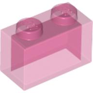 Lego Brick 1 x 2 without Bottom Tube / Trans-Dark Pink