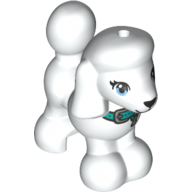 Lego Animal, Dog, Poodle with Dark Turquoise Belt print / White