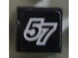 Tile 1 x 1 with Number 57 Pattern (Sticker) - Set 8643