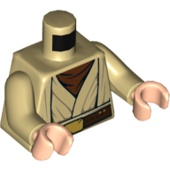 Lego Torso Robe, Reddish Brown Undershirt, Reddish Brown Belt with Gold Buckle Print (Obi-Wan), Tan Arms, Light Nougat Hands / Tan