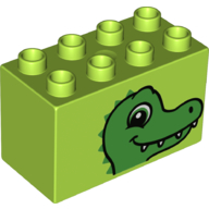 Lego Duplo Brick 2 x 4 x 2 with Crocodile Head Print