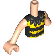 Lego Minidoll Torso with Left Limb Reduction, Light Nougat Arms and Hand with Black/Yellow Striped Top (Bee) print / Light Nougat