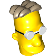 Lego Minifig Head Special, Simpsons, Professor Frink with Glasses and Dark Tan Hair Print / Yellow