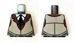 Torso White Shirt with Black Tie, Reddish Brown Jacket Collar and Silver Vest Pattern / Pearl Dark Gray