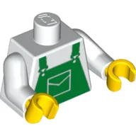 Torso, Overalls Green Print, White Arms, Yellow Hands / White