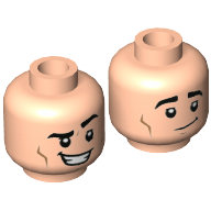 Lego Minifig Head Joey Tribbiani, Tick Eyebrows, Smile, Closed Mouth / Open Mouth and Raised Eyebrow Print / Light Nougat