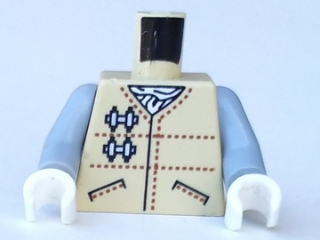 Lego Torso SW Hoth Rebel Jacket with Pockets and Brown Dotted Lines over White Scarf Pattern / Light Bluish Gray Arms / White Hands