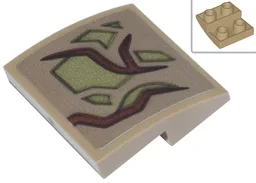 Slope, Curved 2 x 2 x 2/3 Inverted with Reddish Brown Vines and Olive Green Patches Pattern (Sticker) - Set 76297
