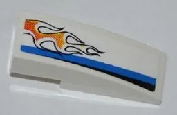 Slope, Curved 3 x 1 with Black and Blue Lines and Orange Flames Pattern Model Left Side (Sticker) - Set 8221
