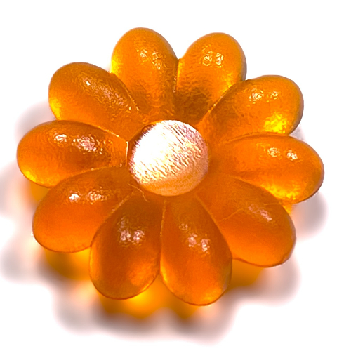 Lego Clikits Icon, Flower 2 x 2 Large, 10 Petals with Pin [Frosted] / Trans-Orange