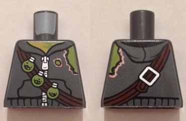 Lego Torso Hoodie with Zipper, Torn Shoulder, Bandolier with 3 Toxic Bulbs Pattern