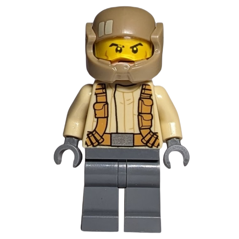 Lego Resistance Soldier, Dark Tan Helmet, Tan Shirt, Cheek Lines