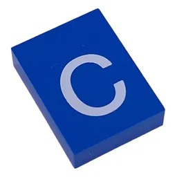 Modulex Tile 3 x 4 with White 'c' Print, without Internal Supports / Modulex Tile Blue
