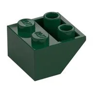 Brick Sloped Inverted 45° 2 x 2 [Ovoid Bottom Pin, Bar-sized Stud Holes] / Dark Green