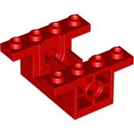 Gearbox 4 x 4 x 1 2/3 with 1 x 2 Cutouts, Pin Holes / Red