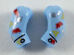 Arm, (Matching Left and Right) Pair with Space Themes Logos Pattern / Bright Light Blue