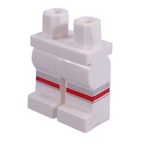 Lego Hips and White Legs with Red Knees, Silver Stripes print / White