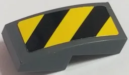 Slope, Curved 2 x 1 x 2/3 with Black and Yellow Danger Stripes Pattern Left (Sticker) - Sets 60121 / 60122