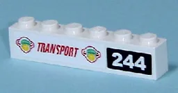 Brick 1 x 6 with Box and Arrows and Globe and 'TRANSPORT' and with '244' Pattern (Stickers) - Set 7641