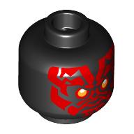 Lego Minifig Head Darth Maul, Red Face, Yellow Eyes Print / Black