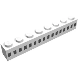 Brick 1 x 8 with Ferry Square Windows Black 16 in 1 Line Print / White