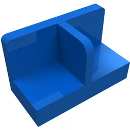 Panel 1 x 2 x 1 with Rounded Corners and Central Divider / Blue
