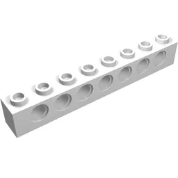 Technic Brick 1 x 8 [7 Pin Holes] / White