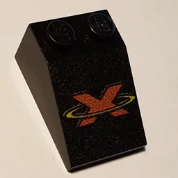 Brick Sloped 33° 3 x 2 with Red X and Yellow Circle Print / Black