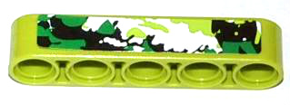 Lego Technic, Liftarm Thick 1 x 5 with Black, White and Green Camouflage Pattern Model Right Side (Sticker) - Set 42027