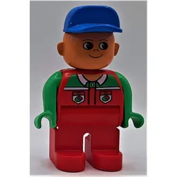 Duplo Figure, Early, Cap Blue, Red Legs, Jacket with Pockets with Octan Logo Print / Red