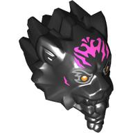 Lego Minifig Head Special Tiger with Pink Markings, Silver and Orange Eyes print / Black