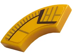 Tile, Round Corner 2 x 2 Macaroni with Dark Brown and Gold Lines Pattern Model Right Side (Anubis Collar) (Sticker) - Set 77013