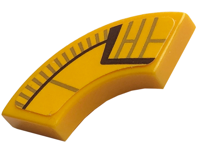 Lego Tile, Round Corner 2 x 2 Macaroni with Dark Brown and Gold Lines Pattern Model Right Side (Anubis Collar) (Sticker) - Set 77013