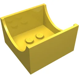 Box 4 x 4 x 2 Bottom with Semicircle Cut-out Ends / Yellow