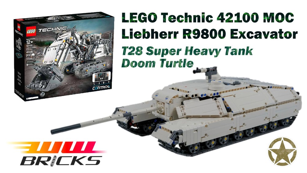 Lego [RC MOC] 1/22 US T28 Super Heavy Tank Doom Turtle - LEGO Technic 42100 Liebherr R 9800 Excavator
