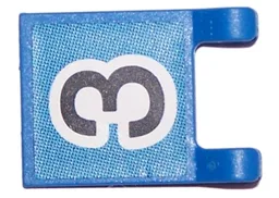 Flag 2 x 2 Square with Flat Edge with Black Number 3 on Blue Background Pattern (Sticker) - Sets 3420 / 3425