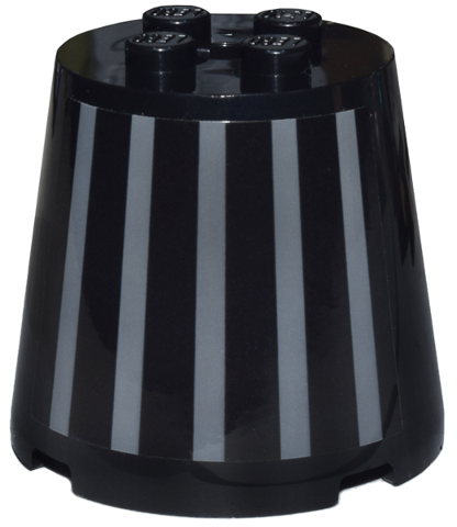 Lego Cone 4 x 4 x 3 with Dark Bluish Gray Vertical Stripes Pattern (Sticker) - Set 76780