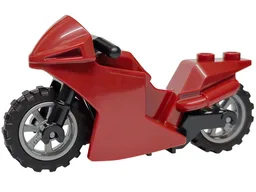 Motorcycle Sport Bike with Black Frame, Flat Silver Wheels and Black Handlebars