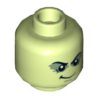 Lego Minifig Head Lloyd (Possessed) / Morro, Bushy Eyebrows, Shadowed Eyelids, White Pupils, Smirk Print / Yellowish Green