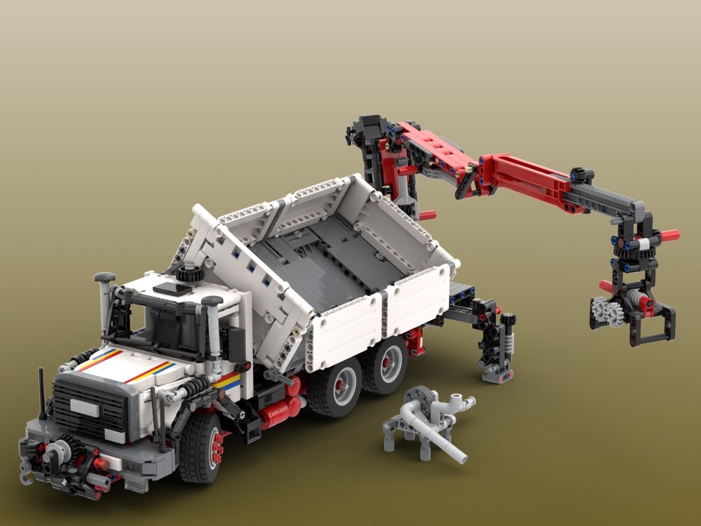 Lego Iveco Magirus 330-30 trilateral tipper and Palfinger Epsilon crane