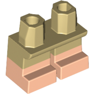 Lego Legs Short with Light Nougat Feet Pattern [Multi Color Injection] / Tan