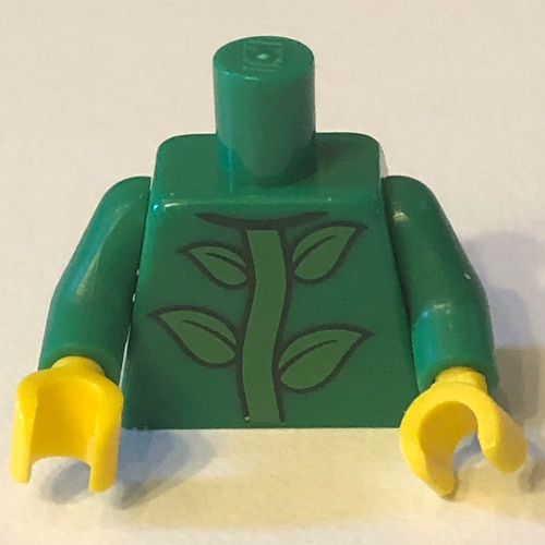 Lego Torso Leaves and Stem Plant Print, Green Arms, Yellow Hands / Green