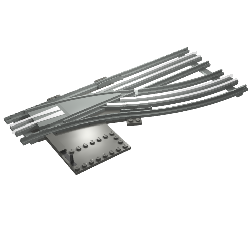 Lego Train Track 12V Switch Point Right, Type 2 - Track Only / Light Gray