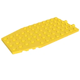 Wedge Plate 6 x 12 x 1 Cut Corners with 2 Fixed Rotatable Pins [aka 4 Juniors Wing Plate] / Yellow