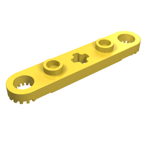 Lego Technic Plate 1 x 5 with Toothed Ends, 2 Studs and Center Axle Hole / Yellow
