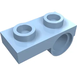 Plate Special 1 x 2 with Pin Hole Underneath / Bright Light Blue