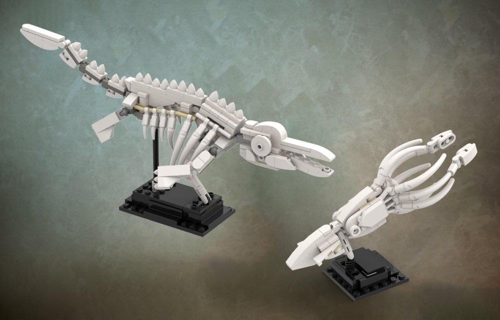 Lego Ichthyosaur and Tusoteuthis skeleton - Dinosaur Fossils