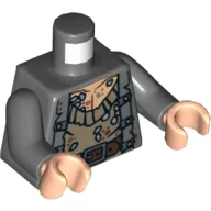 Torso, Jacket over Barnacle Encrusted Sweater and Belt Print, Dark Bluish Gray Arms, Light Nougat Hands / Dark Bluish Gray